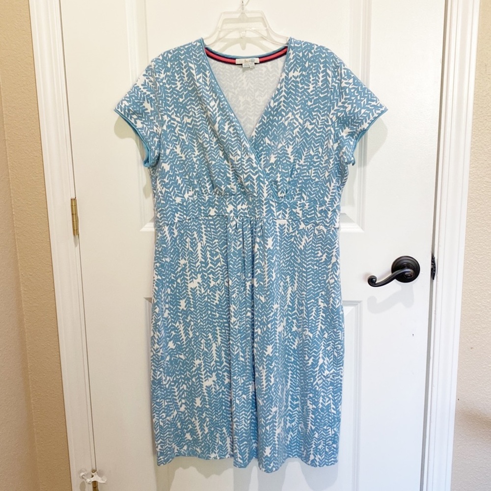 Boden Blue and White Printed Mini Dress